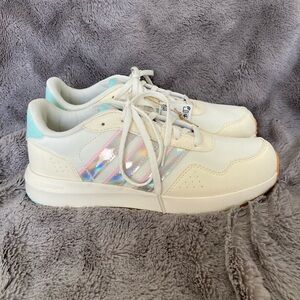 Adidas Unisex Run 60S J Sneakers White Iridescent Stripes Men’s Sz 6 Womens Sz 8